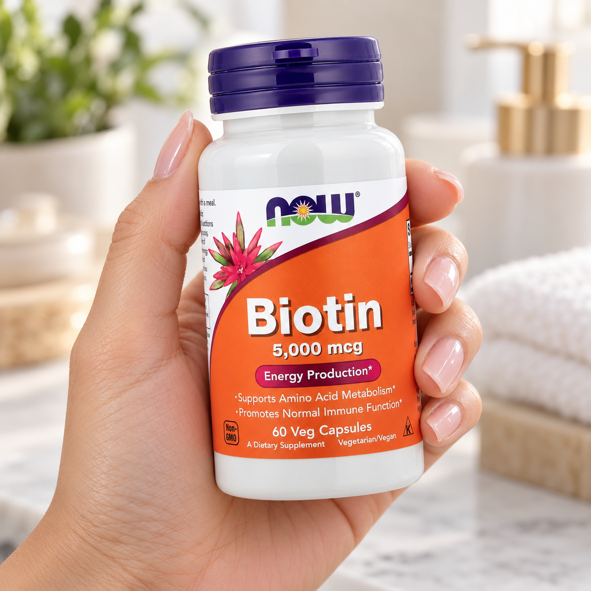 NOW Foods Biotin (Дієтична добавка біотин 5000 мкг), 60 капсул 733739004710 фото