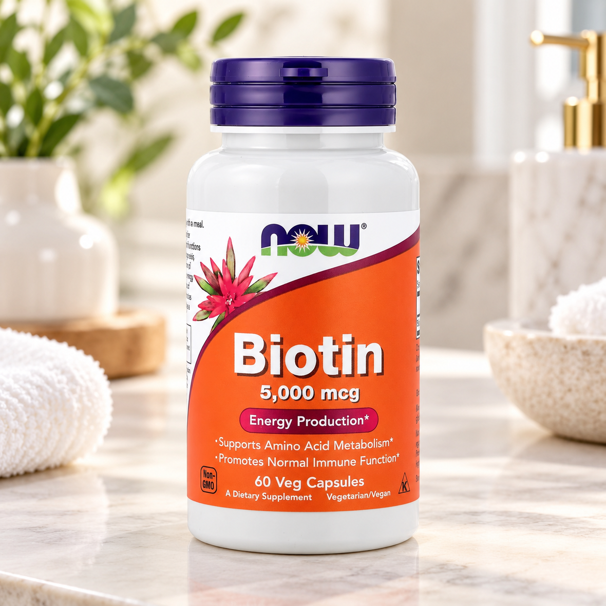 NOW Foods Biotin (Дієтична добавка біотин 5000 мкг), 60 капсул 733739004710 фото