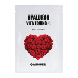 Medi-Peel Hyaluron 100 Vita Toning Ampoule Mask (Вітамінна тонізуюча маска), 30 мл 8809409343617 фото