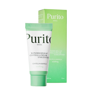 Purito Seoul Wonder Releaf Centella Cream Unscented (Заспокійливий крем із центелою без ефірних олій), 15 мл 8809563100576 фото