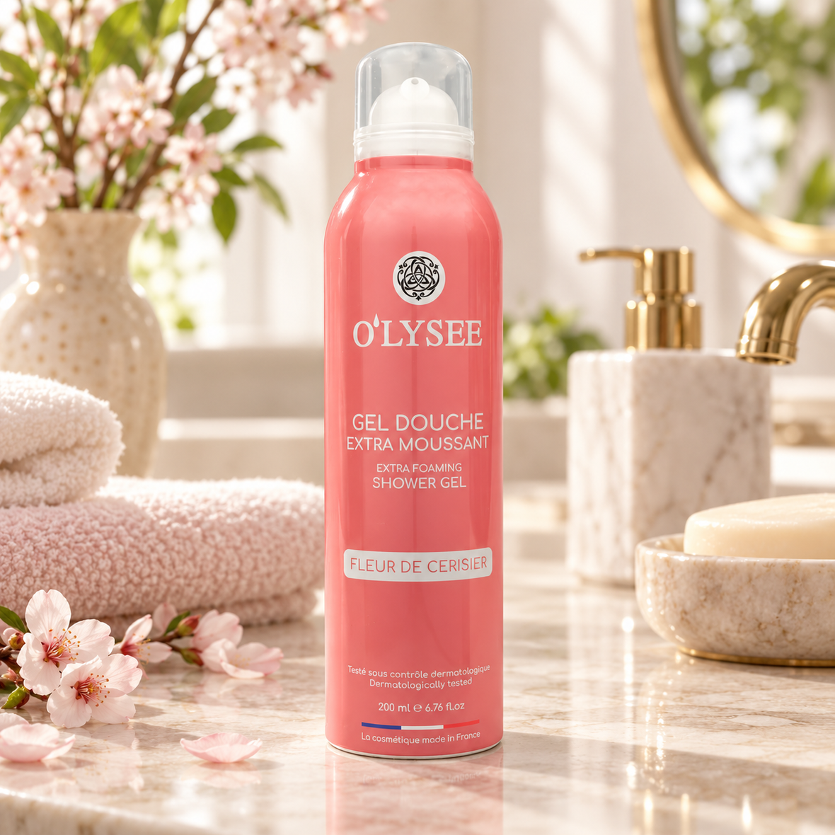 O'lysee Extra Foaming Shower Gel Fleur De Cerisier (Очищуюча гель-піна для душу з ароматом квітів сакури), 200 мл 3520710011402 фото
