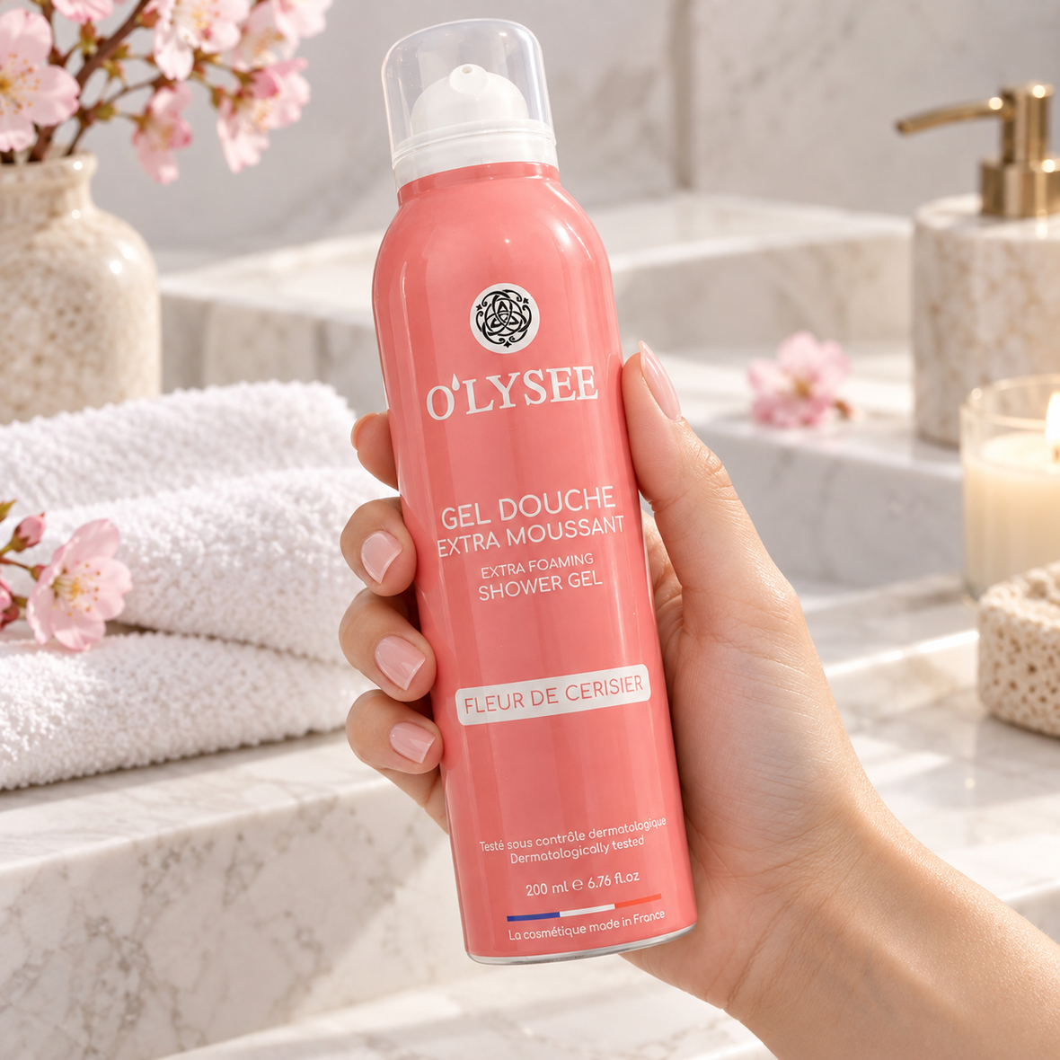 O'lysee Extra Foaming Shower Gel Fleur De Cerisier (Очищуюча гель-піна для душу з ароматом квітів сакури), 200 мл 3520710011402 фото