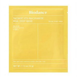 Biodance Radiant Vita Niacinamide Real Deep Mask (Гідрогелева маска з ніацинамідом та глутатіоном для освітлення шкіри), 1 шт 8809937361459 фото
