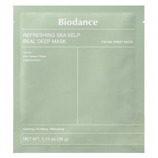 Biodance Refreshing Sea Kelp Real Deep Mask (Освіжаюча гідрогелева маска з морськими водоростями), 1 шт 8809937361473 фото