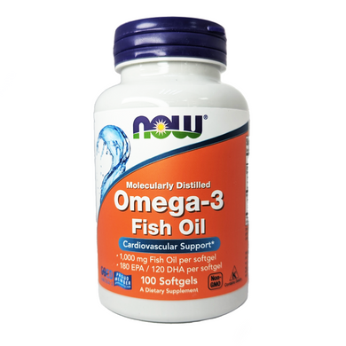 Now Foods Omega-3 Molecularly Distilled Fish Oil 1000 mg (Капсули Омега-3), 100 шт 733739016508 фото