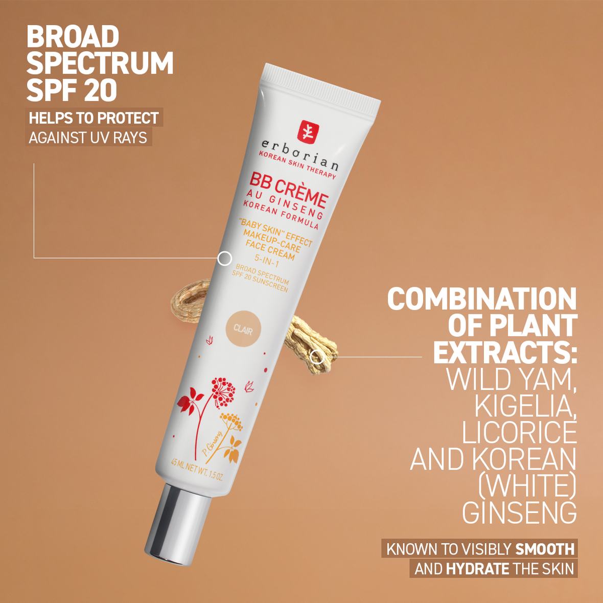 Erborian BB Cream Clair (ББ-крем з тонуючим ефектом 5 в 1), 40 мл 8809255786279 фото