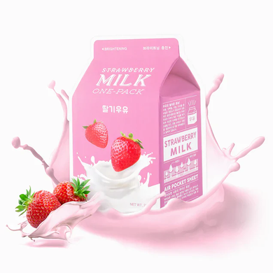 A'pieu Milk One Pack Strawberry Milk (Тканинна маска з молочним протеїном і полуницею), 21 г 8809747939855 фото