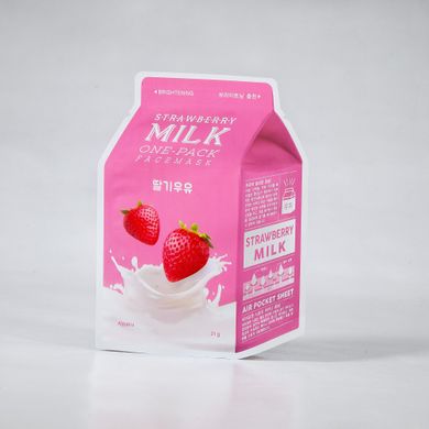 A'pieu Milk One Pack Strawberry Milk (Тканинна маска з молочним протеїном і полуницею), 21 г 8809747939855 фото