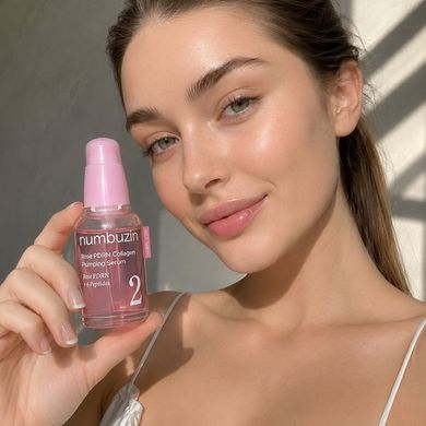 Numbuzin No.2 Rose PDRN Collagen Plumping Serum (Зволожуюча сироватка з пептидами), 30 мл 8809652589718 фото