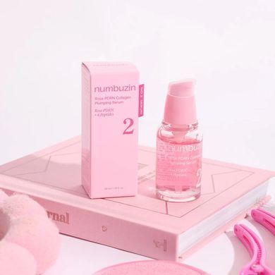 Numbuzin No.2 Rose PDRN Collagen Plumping Serum (Зволожуюча сироватка з пептидами), 30 мл 8809652589718 фото