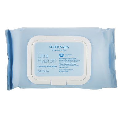 Missha Super Aqua Ultra Hyalron Cleansing Water Wipes (Очищувальні серветки), 1 шт 8809643507240 фото