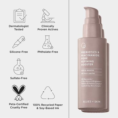 Allies of Skin Prebiotics and Niacinamide Pore Refining Booster (Антиоксидантний бустер з ніацинамідом), 50 мл 8885014070698 фото