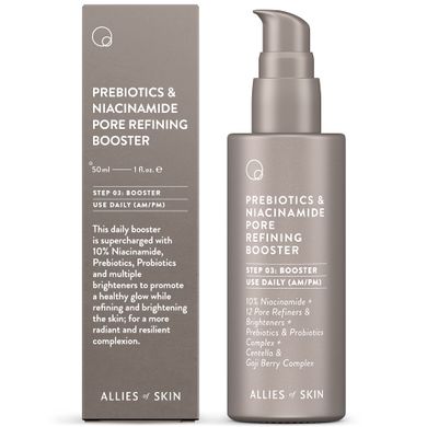 Allies of Skin Prebiotics and Niacinamide Pore Refining Booster (Антиоксидантний бустер з ніацинамідом), 50 мл 8885014070698 фото