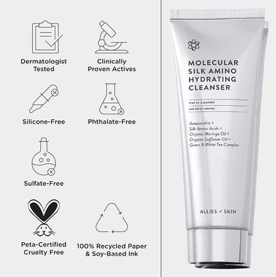 Allies of Skin Molecular Silk Amino Hydrating Cleanser (Очищаючий гель для обличчя), 100 мл 8885014070780 фото