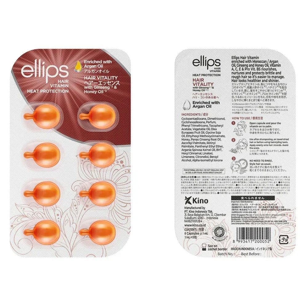 Ellips Hair Vitamin Hair Vitality With Ginseng and Honey Oil (Вітаміни для волосся &laquo;Здоров'я волосся&raquo; набір), 8 шт 8993417200052 фото