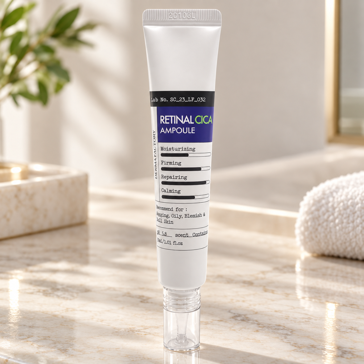 Derma Factory Retinal Cica Ampoule (Зміцнююча сироватка з ретиналем та центелою), 30 г 8809331313825 фото