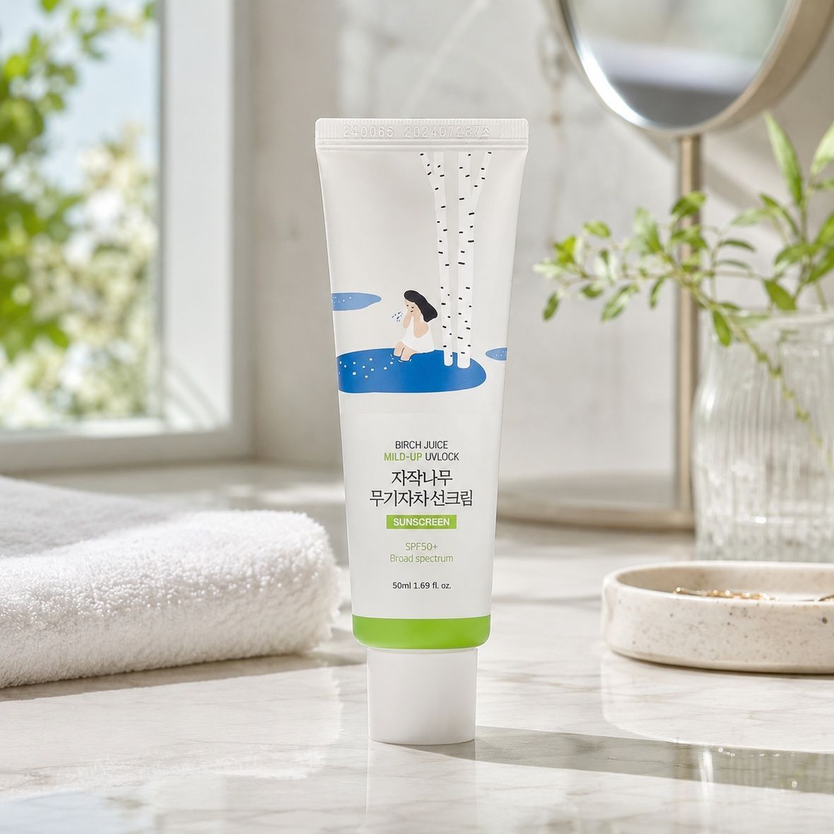 Round Lab Birch Juice Moisturizing Mild-Up Sunscreen SPF 50 (Сонцезахисний крем з березовим соком), 50 мл 8809782558523 фото
