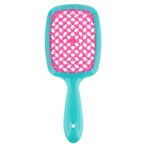 Гребінець для волосся бірюзовий з рожевим Janeke (Superbrush Original Turquoise With Pink), 1 шт 8006060612247 фото