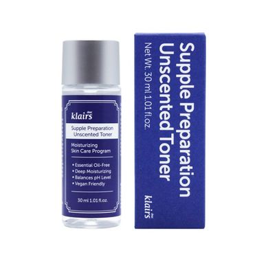 Dear, Klairs Supple Preparation Unscented Toner (Зволожуючий тонік без ароматизатора), 30 мл 8809572890864 фото