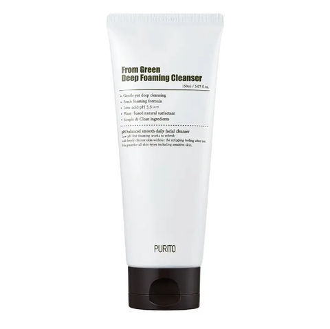 Purito From Green Deep Foaming Cleanser (Пінка з центелою та зеленим чаєм), 150 мл 8809563100354 фото