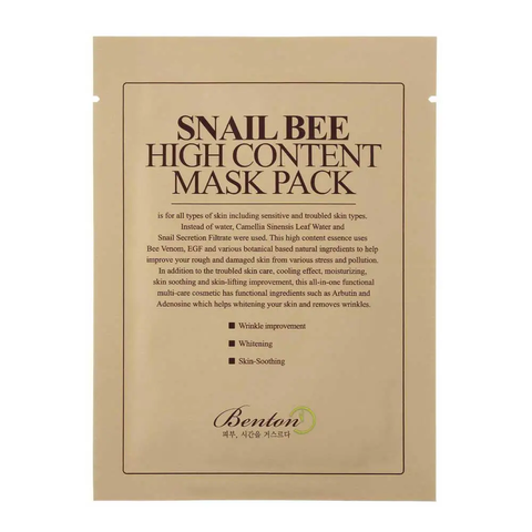 Benton Snail Bee High Content Mask (Маска з муцином равлика і отрутою бджоли), 20 г 8809540510183 фото