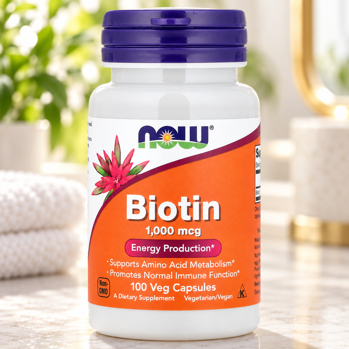 Now Foods Biotin (Дієтична добавка біотин 1000 мкг), 100 шт 733739004697 фото
