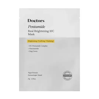 Doctors Pentamide Real Brightening 10C Mask (Тканинна маска для освітлення та рівного тону шкіри), 20 мл 8809639178058 фото